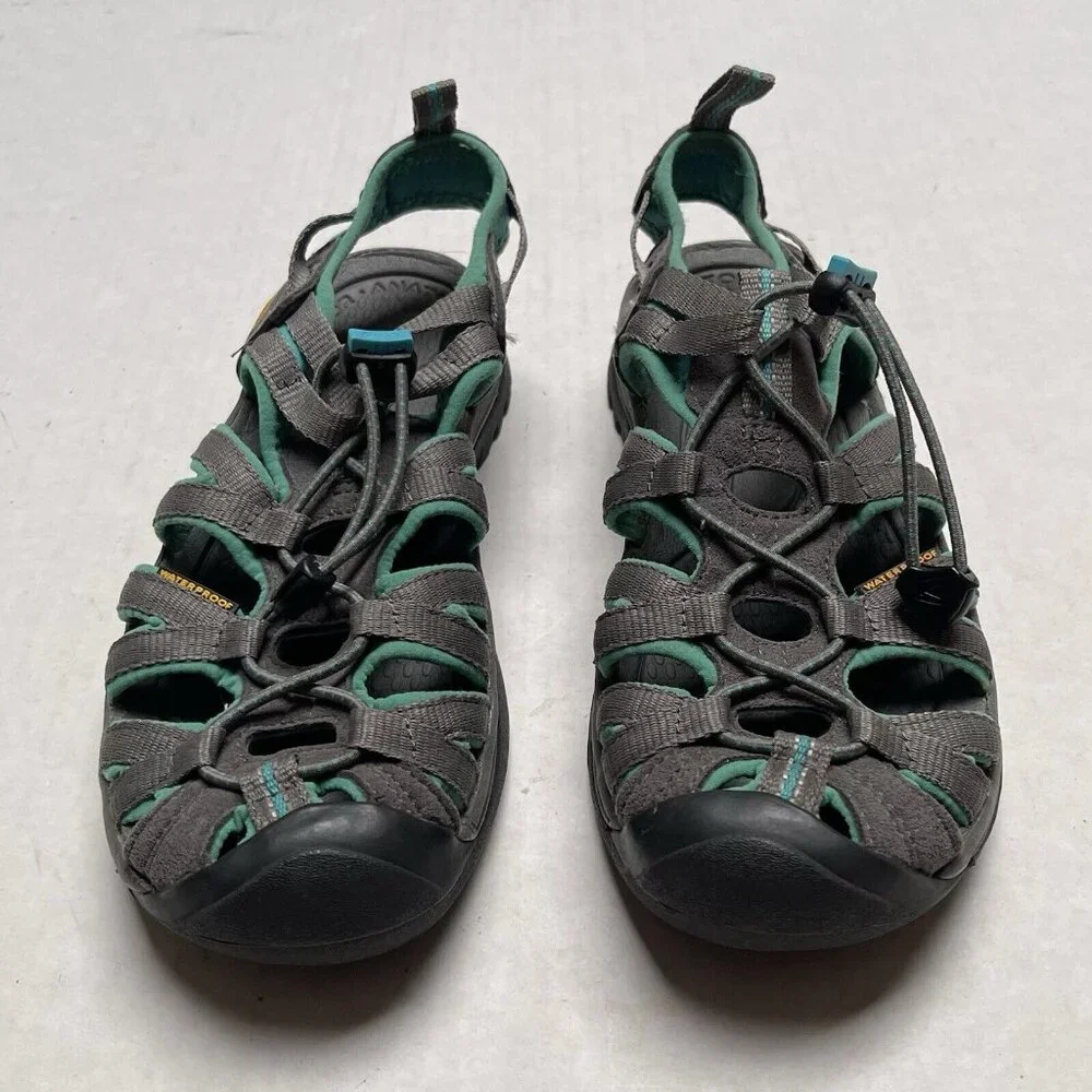 Keen Whisper Fisherman Sandals Womens 6.5 Grey Teal Strappy Vacation Casual - Picture 4 of 7